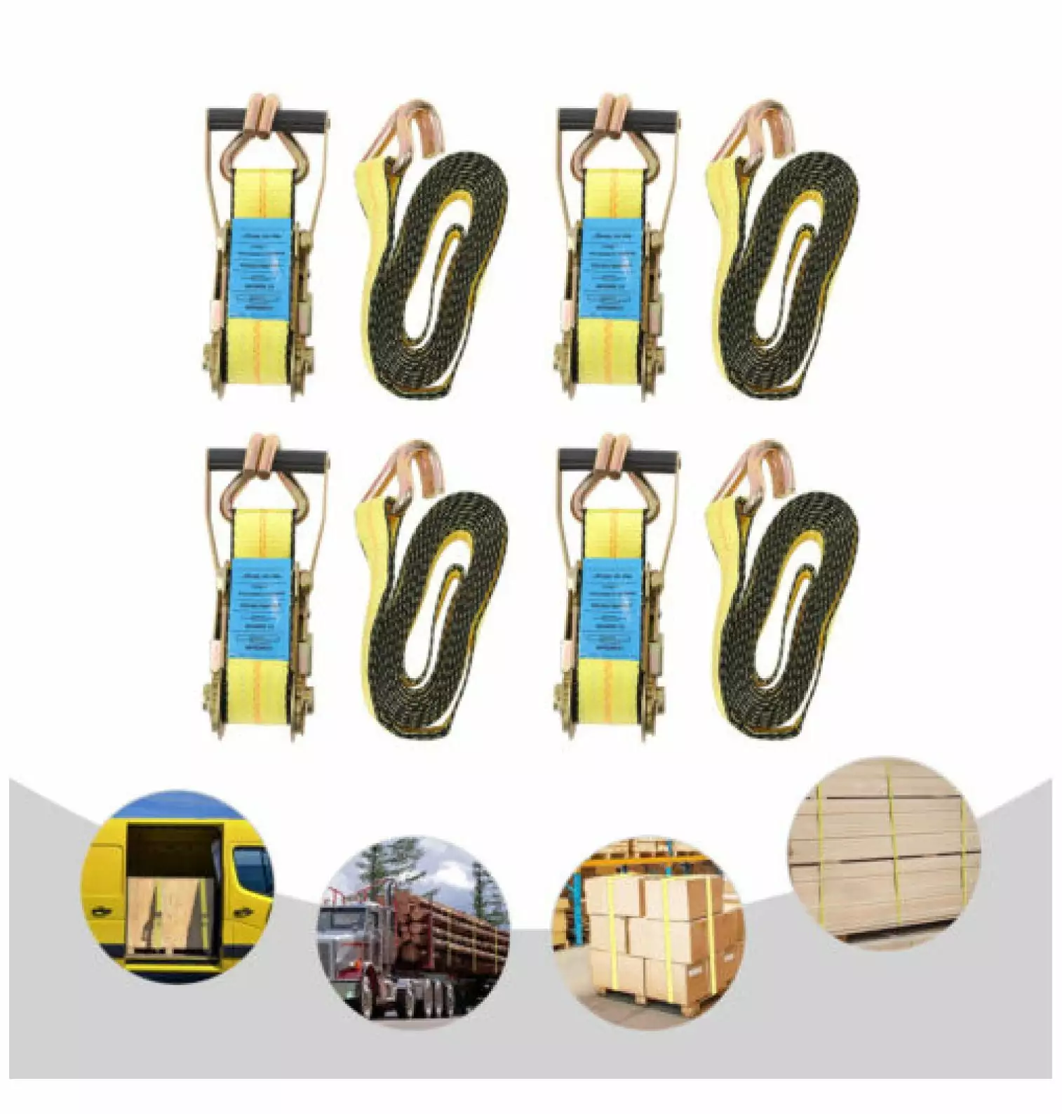 wangc123 2x 12' Ft 4Pcs Lasso Wheel Lift Straps Ratchet J Finger Hook Towing Tie Down